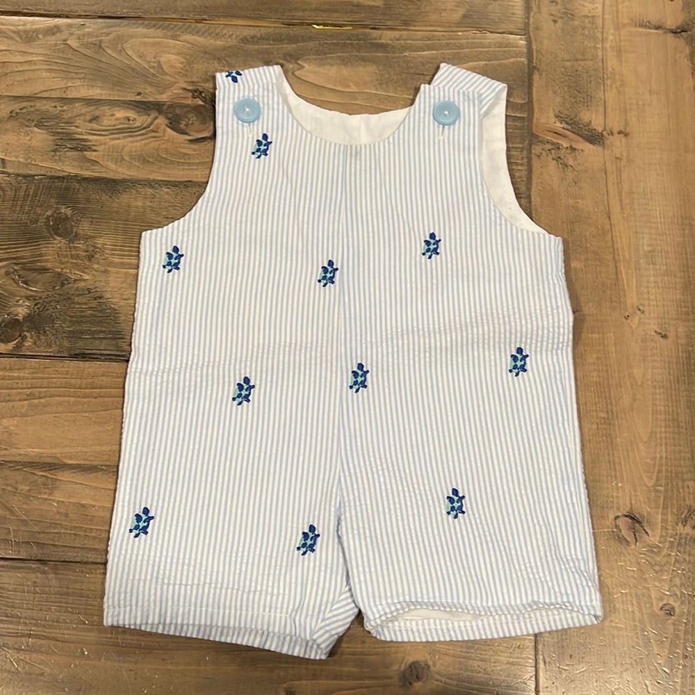 6-9 month turtle romper. Worn once.